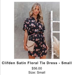 Clifden Satin Floral Tie Dress